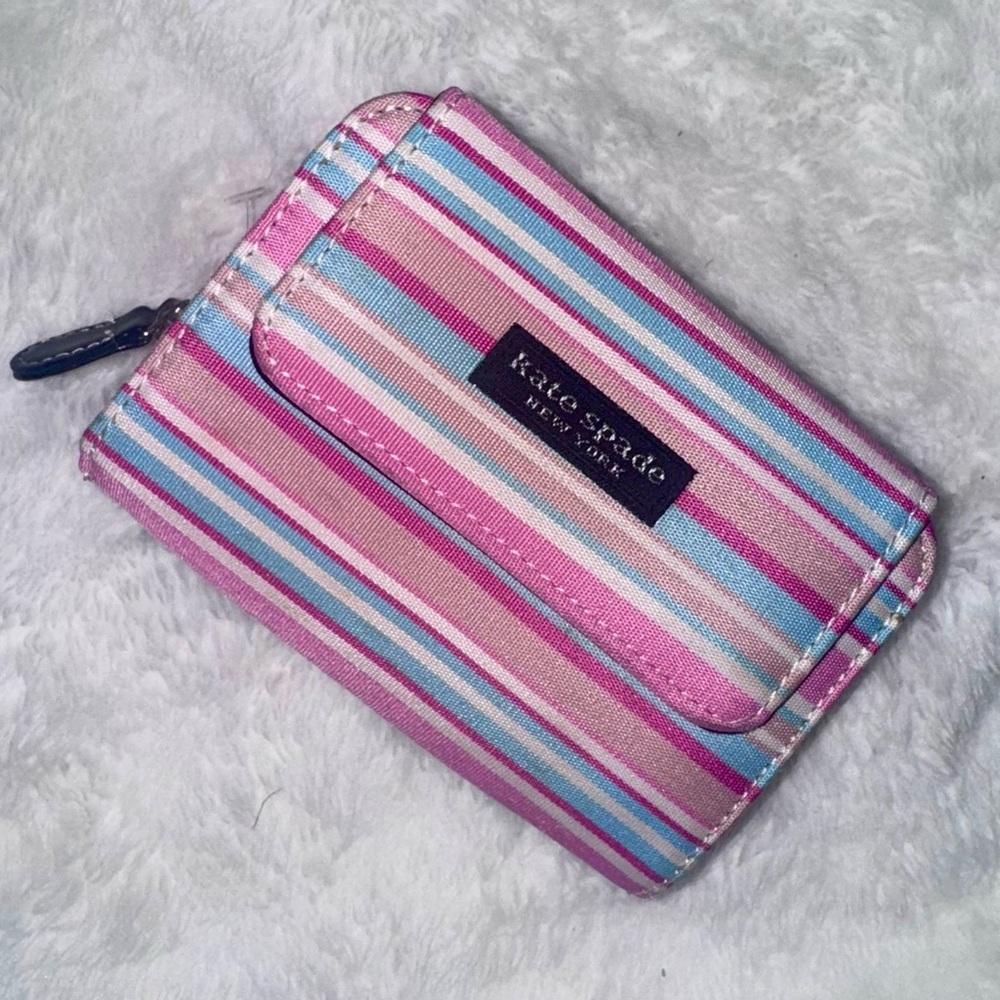 Pink and Blue Striped Wallet
